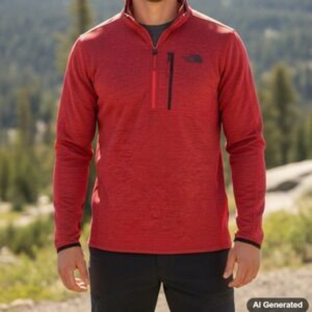 The North Face Canyonlands 1/2 Zip Heathered Red - Size Large